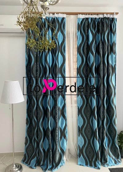 poze Draperie  neagră  model albastru