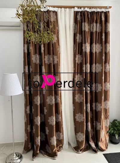poze Draperie maro model flori cream