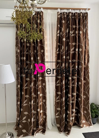 poze Draperii maro model frunze deschise