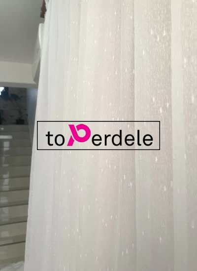 poze Perdea tulle alba model ploaie alba